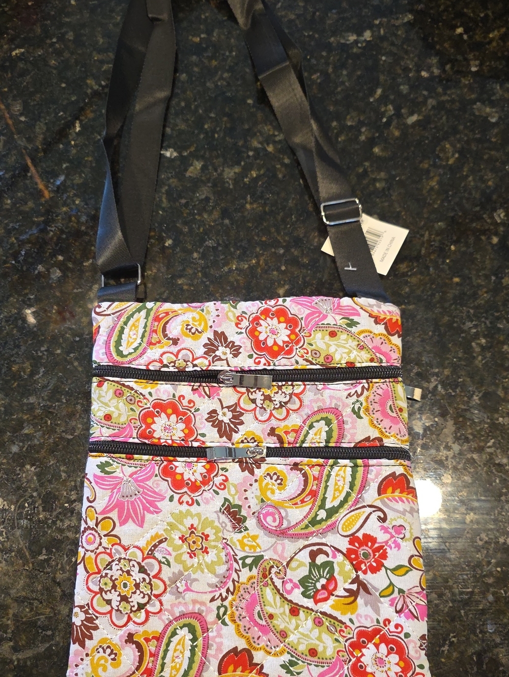 Bright Floral Pink Crossbody Bag with Adjustable Strap